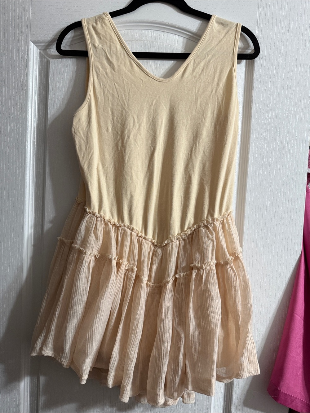 Cream Sleeveless Tiered Dress